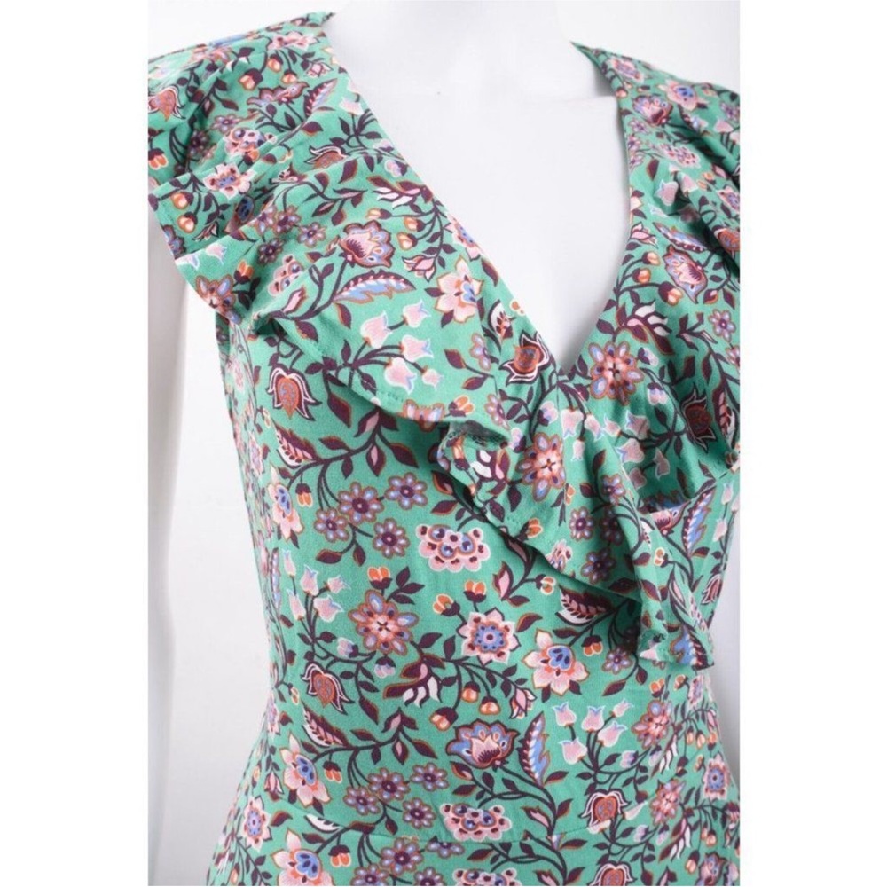 Boden Green Floral Ruffle Wrap Midi Dress - Picture 4 of 5